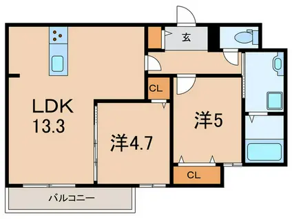 RIVIERE西宮(2LDK/2階)の間取り写真
