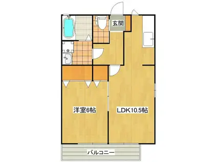 フレグランス(1LDK/2階)の間取り写真