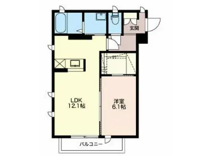 蟻ヶ崎ヒルズ(1LDK/2階)の間取り写真