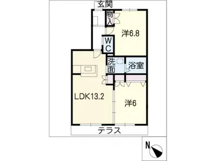 メゾンドやまなし(2LDK/1階)の間取り写真