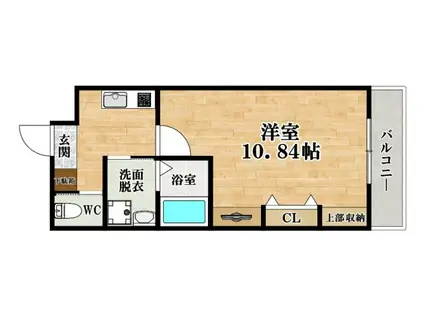 エヌエムスワサントドゥーズサウス(1K/2階)の間取り写真