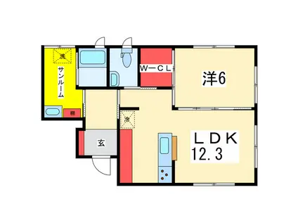 CASA南浜(1LDK/1階)の間取り写真