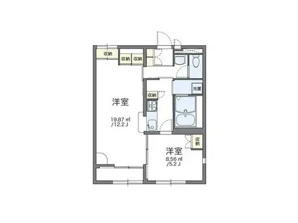 レオパレスサニーたか(1LDK/2階)の間取り写真