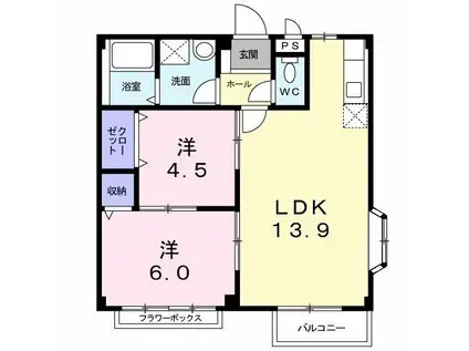 サンハイツヨシモトII(2LDK/2階)の間取り写真
