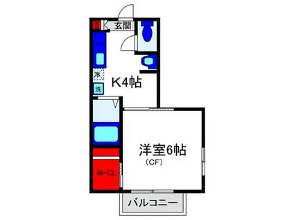 アビタシオン(1K/2階)の間取り写真