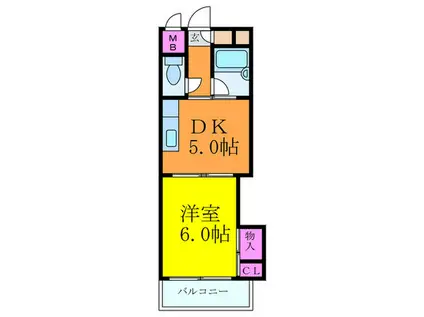 上新庄グランドハイツ北(1DK/4階)の間取り写真