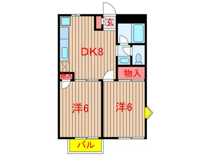 コートサイドアベニュー(2DK/2階)の間取り写真