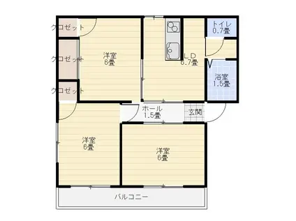 BESTHOUSE室岡(3DK/1階)の間取り写真