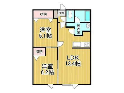 オルネ106B(2LDK/2階)の間取り写真