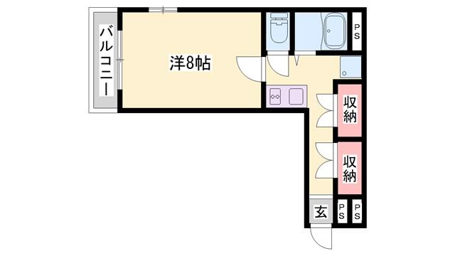 ルークレジデンス姫路III(1K/4階)の間取り写真