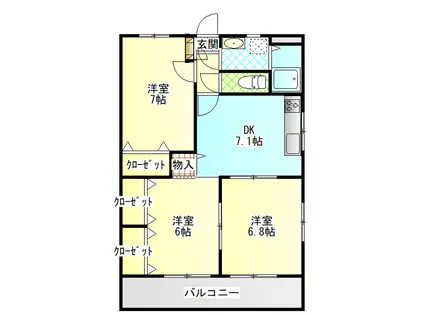 ユーミー光(2LDK/1階)の間取り写真