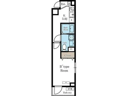 ベンテン イースト ワン(1K/4階)の間取り写真