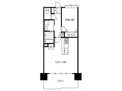 グリーンヒル府内弐番館プルミエ(1LDK/5階)の間取り写真