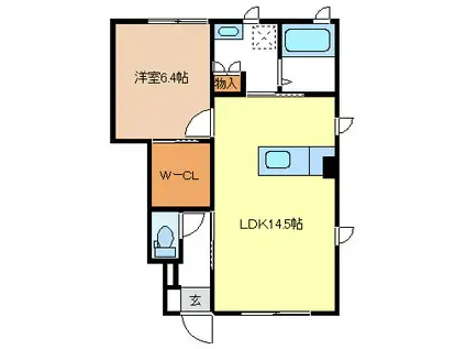 マストタウン三本柳(1LDK/1階)の間取り写真
