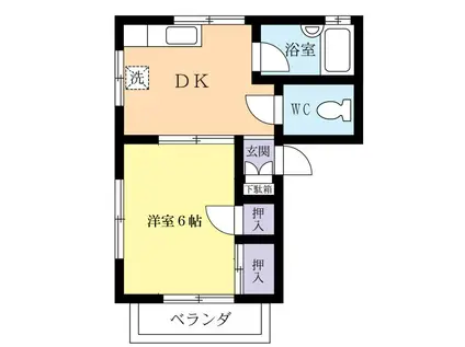 神立中央ハイツ(1DK/1階)の間取り写真