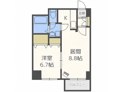 サントピア北大(1LDK/3階)の間取り写真