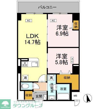 カスタリア西船橋II(2LDK/3階)の間取り写真