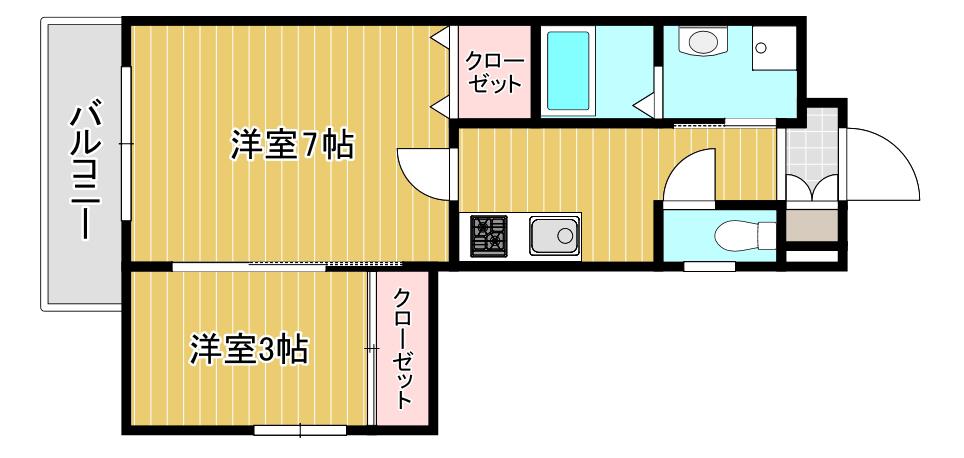   グレイスフル到津(2K/3階)の間取り写真