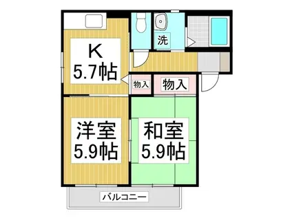 エバーグリーン B(2K/2階)の間取り写真