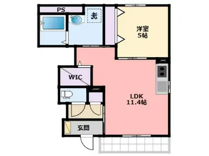 西宮市甲子園町アパート(1LDK/1階)の間取り写真