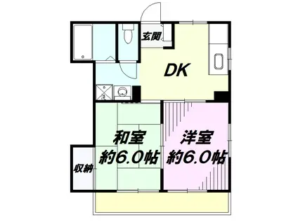カーサ八王子(2DK/1階)の間取り写真