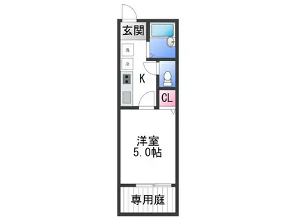 TJ紀三井寺2(1K/1階)の間取り写真