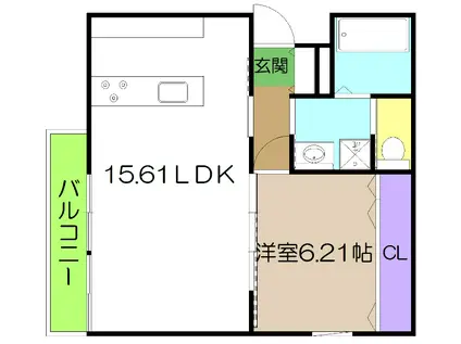 PROUD秦南(1LDK/1階)の間取り写真