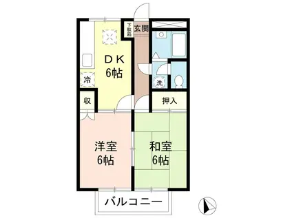 アーバニティTWO(2DK/2階)の間取り写真