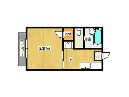 レジデンスふじ(1K/2階)の間取り写真