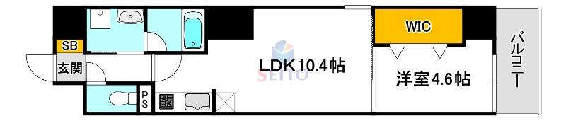 ブロード江坂広芝町レジデンス(1LDK/2階)の間取り写真
