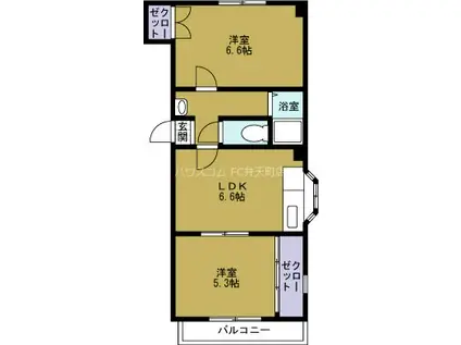 ポートアメニティー弁天(2DK/1階)の間取り写真