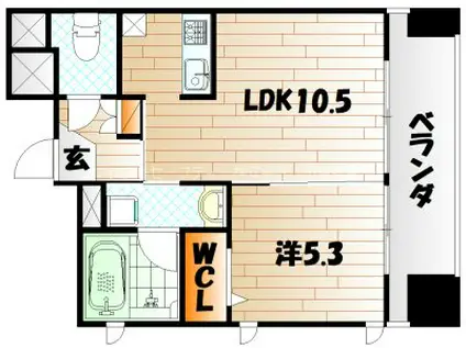 ヴェールヴァン西小倉(1LDK/4階)の間取り写真