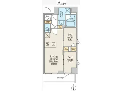クレストコート本所吾妻橋ノース(2LDK/10階)の間取り写真