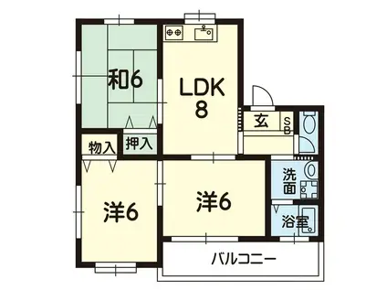 サンシャインヒロB(3LDK/1階)の間取り写真