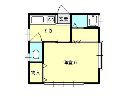 ハイツクボタ(1K/2階)の間取り写真