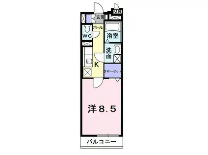 シャトーエクセラン(1K/1階)の間取り写真