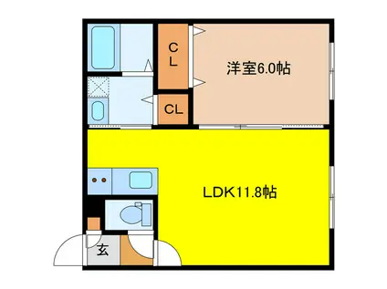 ALBARISE 北栄 (1LDK/2階)の間取り写真