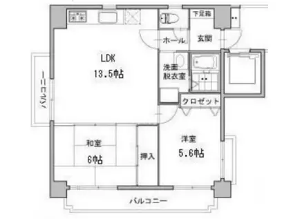 クレスト東田辺(2LDK/4階)の間取り写真