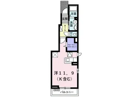 ミオ・スタンツァ(ワンルーム/1階)の間取り写真