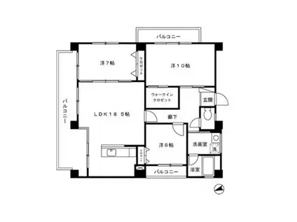 ボストンハウス(3LDK/4階)の間取り写真