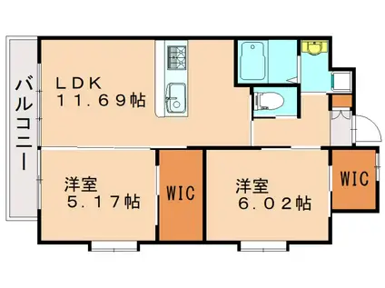 ウィングス西神原(2LDK/5階)の間取り写真