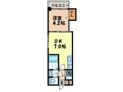 クラリス魚の町(1DK/9階)の間取り写真