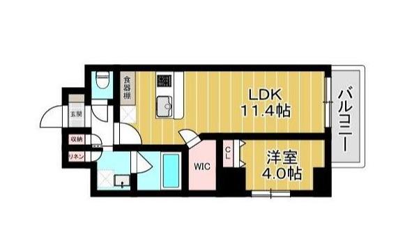 MUM蔵前(1LDK/4階)の間取り写真