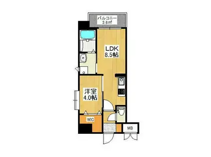 プルーム木町(1LDK/3階)の間取り写真