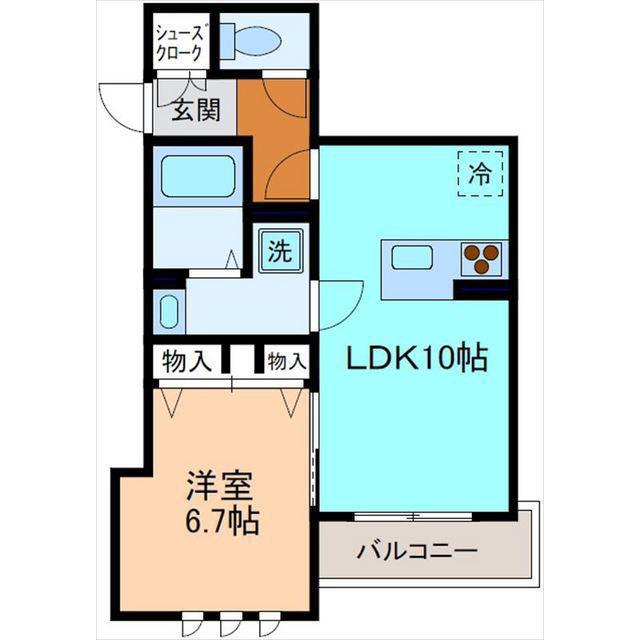 アビタシオン上小松(1LDK/2階)の間取り写真