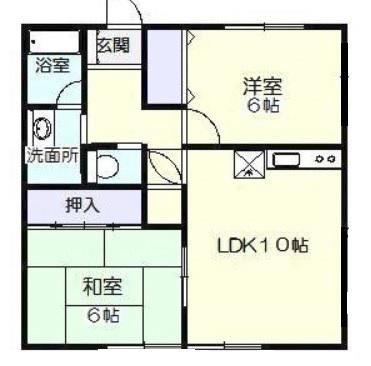 シャトレー壱番館(2LDK/1階)の間取り写真