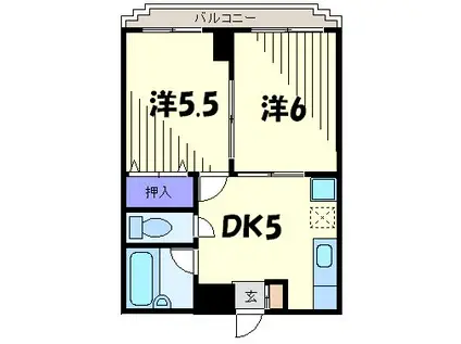 カーサフェリース(2DK/6階)の間取り写真