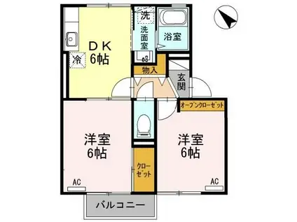 セジュールエスト(2DK/2階)の間取り写真