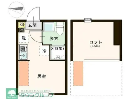 ハーモニーテラス西亀有II(ワンルーム/1階)の間取り写真
