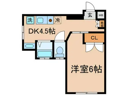 プラダハイツ(1DK/2階)の間取り写真